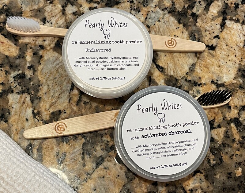 Pearly Whites   Re-Mineralizing Tooth Powder FREE bamboo toothbrush!