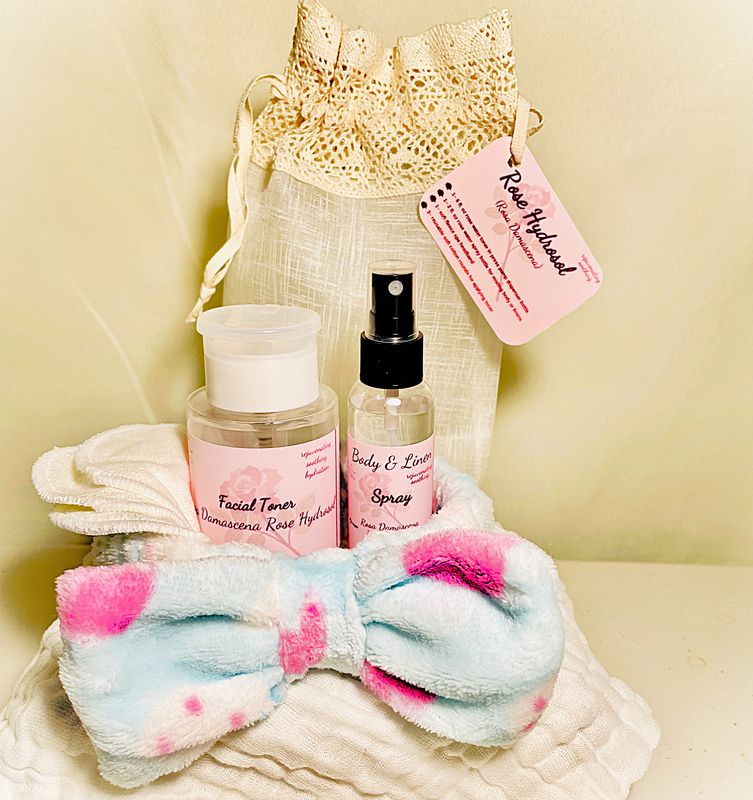 Rose Hydrosol Facial Toner and Linen Spray Bundle