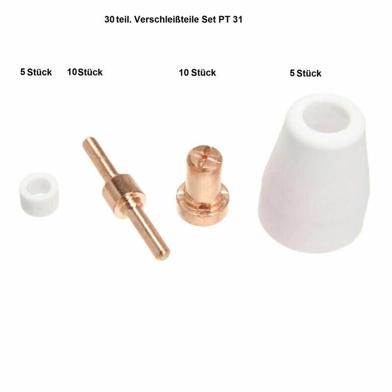 HST Verschleißteile Set, 30, 40 oder 60 teilig für Plasmaschneider PT 31 Geräte bis 50 Amp