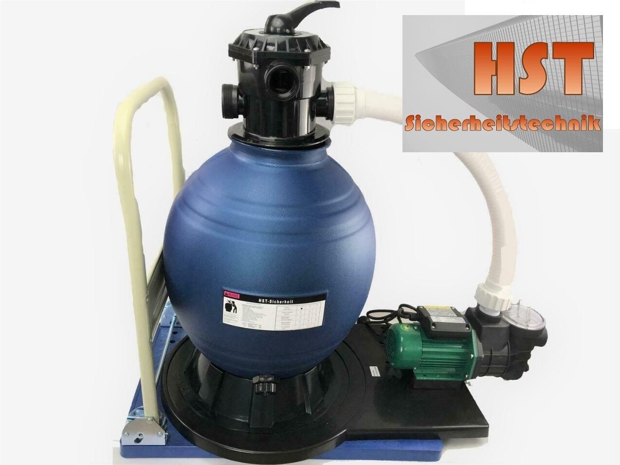 HST Sandfilter Leis selbstansaugend 13200 L/Std Filterleistung Poolfilter Komplettset mit Transportwagen -  Filter; Filteranlage; Schwimmbad