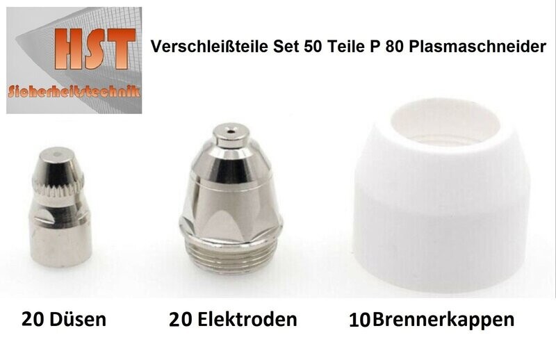 HST Verschleißteile Set 25 oder 50 Teile für Plasmaschneider P-80 Cut 100 und 120 Amp Schneidzubehör HST Verschleißteile Set 25 oder 50 Teile für Plasmaschneider P-80 Cut 100 und 120 Amp Schneidzubehör