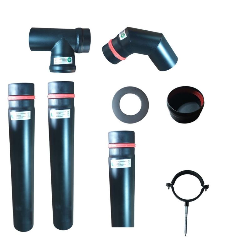 HST Pelletrohrset 8teilig 100mm Ofenrohr Rauchrohr Pellet Ofen Kamin Anschlußset HST Pelletrohrset 8teilig 100mm Ofenrohr Rauchrohr Pellet Ofen Kamin Anschlußset