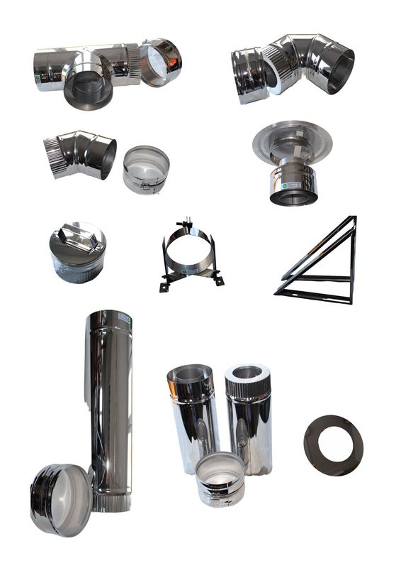 HST Ofenrohr Set Edelstahl 12 teilig doppelwandig isoliert 80/130mm Ofen Kamin HST Ofenrohr Set Edelstahl 12 teilig doppelwandig isoliert 80/130mm Ofen Kamin