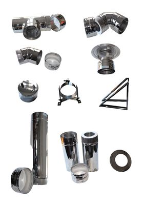 HST Ofenrohr Set Edelstahl 12 teilig doppelwandig isoliert 80/130mm Ofen Kamin HST Ofenrohr Set Edelstahl 12 teilig doppelwandig isoliert 80/130mm Ofen Kamin