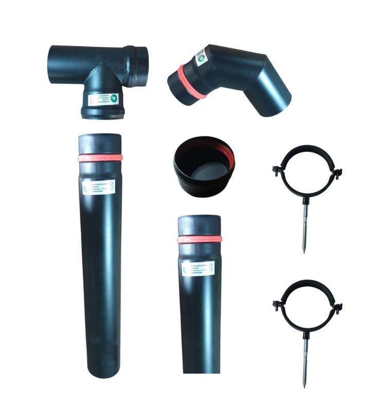 HST Pelletrohrset 7teilig 100mm Ofenrohr Rauchrohr Pellet Ofen Kamin Anschlußset HST Pelletrohrset 7teilig 100mm Ofenrohr Rauchrohr Pellet Ofen Kamin Anschlußset