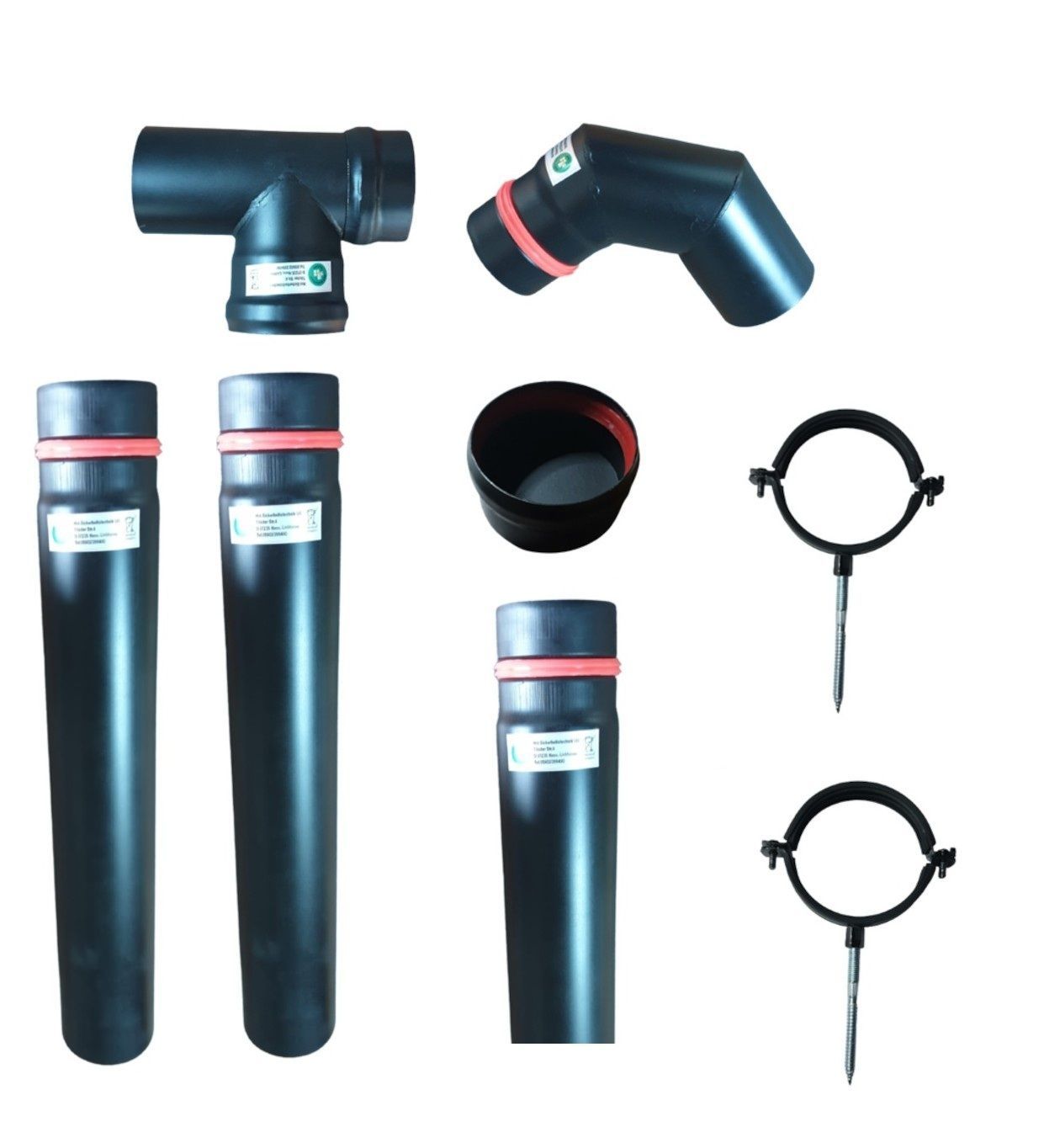 HST Pelletrohrset 8teilig 100mm Ofenrohr Rauchrohr Pellet Ofen Kamin Anschlußset