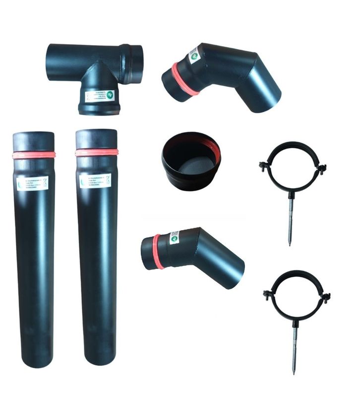 HST Pelletrohrset 8teilig 100mm Ofenrohr Rauchrohr Pellet Ofen Kamin Anschlußset HST Pelletrohrset 8teilig 100mm Ofenrohr Rauchrohr Pellet Ofen Kamin Anschlußset