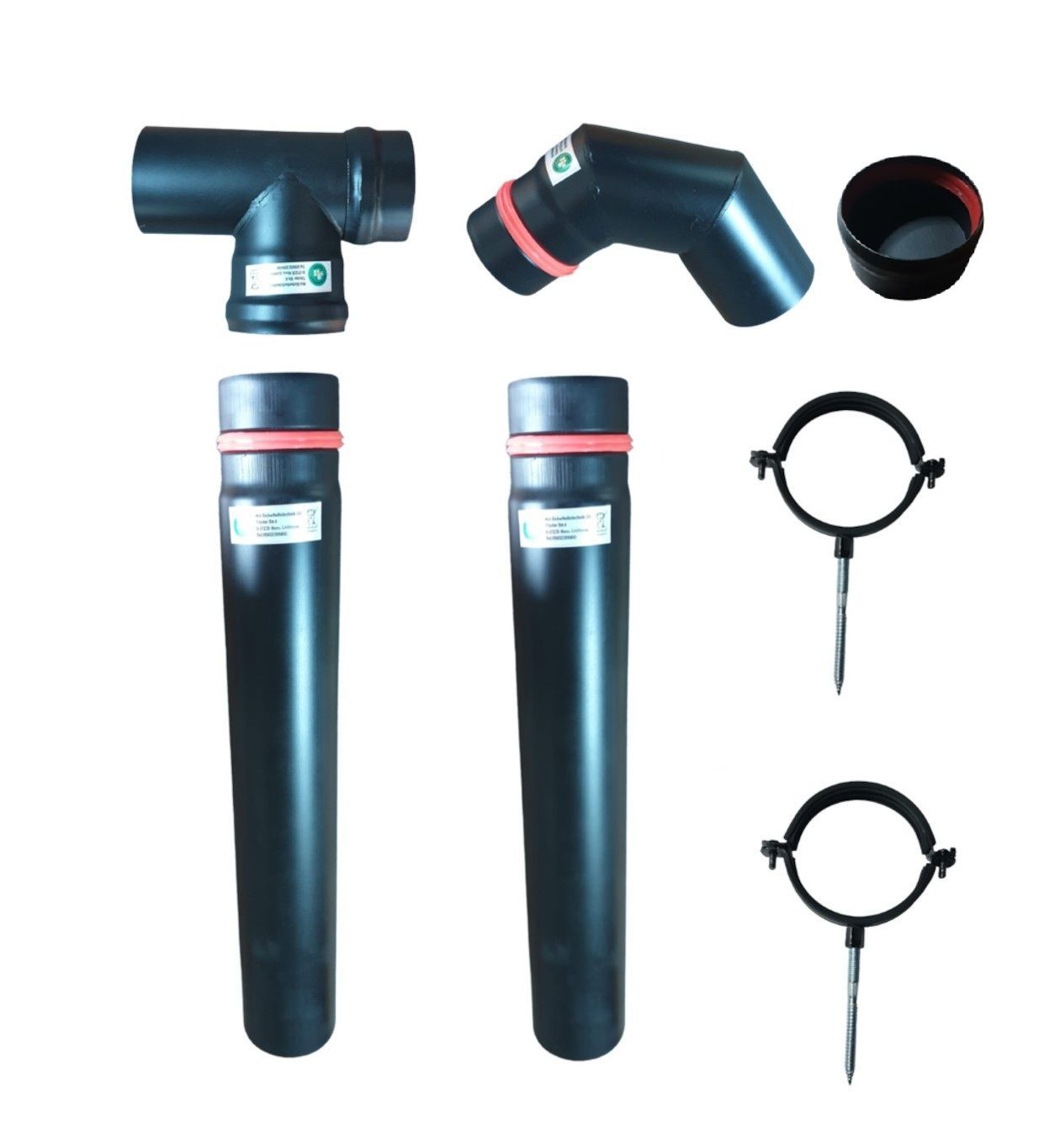 HST Pelletrohrset 7teilig 100mm Ofenrohr Rauchrohr Pellet Ofen Kamin Anschlußset