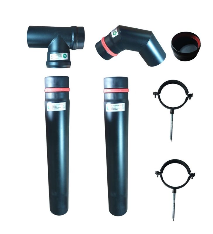 HST Pelletrohrset 7teilig 100mm Ofenrohr Rauchrohr Pellet Ofen Kamin Anschlußset