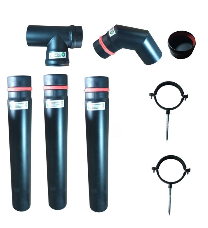 HST Pelletrohrset 8teilig 100mm Ofenrohr Rauchrohr Pellet Ofen Kamin Anschlußset