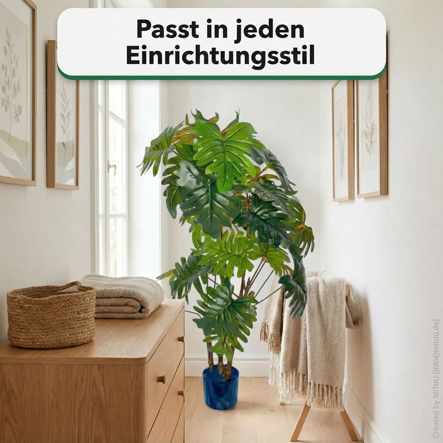 HST Kunstpflanze Eichblatt-Philodendron im Topf 60 cm täuschend echt, pflegeleicht, formbare Blätter – Kunstpalme Kunstblume Kunstbaum für Wohnzimmer Büro Schlafzimmer, Textilgewebe/PVC, Topf Ø 15 cm HST Kunstpflanze Eichblatt-Philodendron im Topf 60 cm täuschend echt, pflegeleicht, formbare Blätter – Kunstpalme Kunstblume Kunstbaum für Wohnzimmer Büro Schlafzimmer, Textilgewebe/PVC, Topf Ø 15 cm