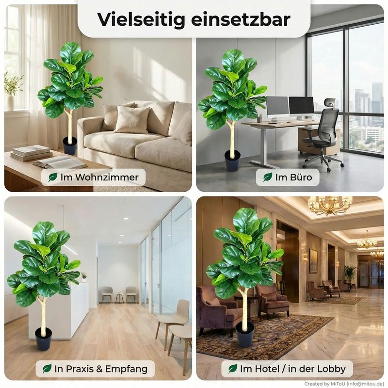 HST Kunstpflanze Jackfruchtbaum im Topf 170 cm – täuschend echt, pflegeleicht, formbare Blätter – Kunstpalme Kunstbaum für Wohnzimmer Büro Schlafzimmer, Textilgewebe/PVC, Topf Ø 15 cm