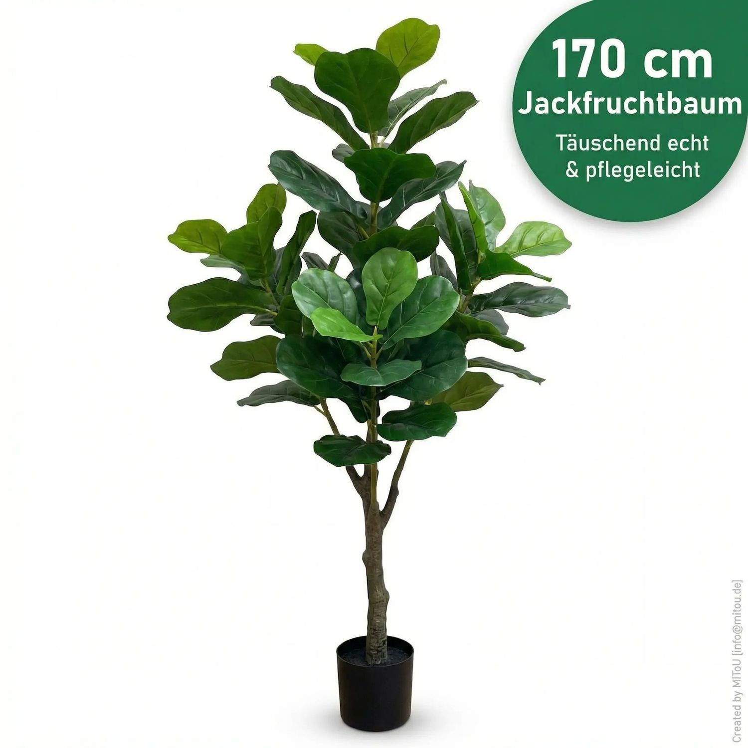 HST Kunstpflanze Jackfruchtbaum im Topf 170 cm Kunstpalme Kunstblume Kunstbaum