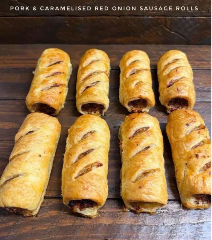 5x Pork &amp; caramelised red onion sausage rolls