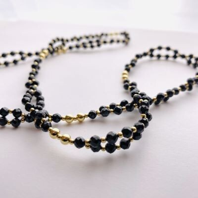 Tantric Necklace: Schwarzer Turmalin & Gold, klein