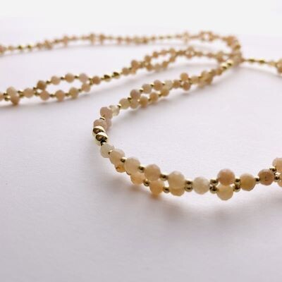 Tantric Necklace: Pfirsich Mondstein & Gold, klein