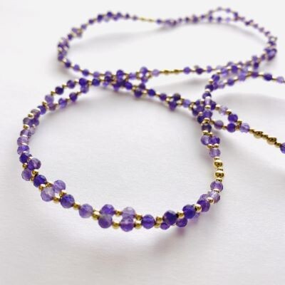 Tantric Necklace: Amethyst & Gold, ca. 28 cm