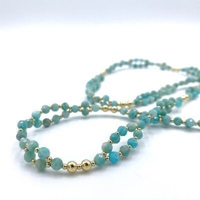 Tantric Necklace: Amazonit & Gold, klein Tantric Necklace: Amazonit & Gold, klein