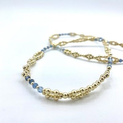 Tantric Necklace: Gold mit Aquamarin,  mini