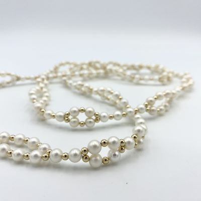 Tantric Necklace: Perle & Gold,  groß