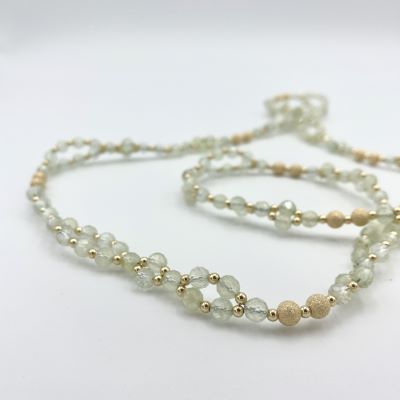 Tantric Necklace: Prehnit & Stardustgold, mittel