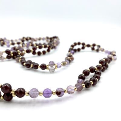 Tantric Necklace: Granat, Super Seven & Gold, groß