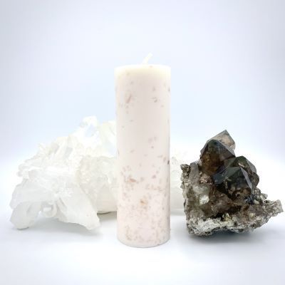 Kristallkerze: Rosenquarz