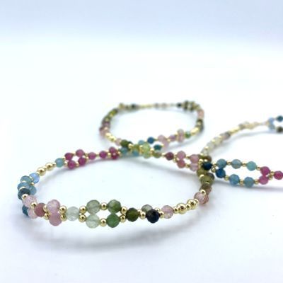 Tantric Necklace: Turmalin Bunt & Gold, mini