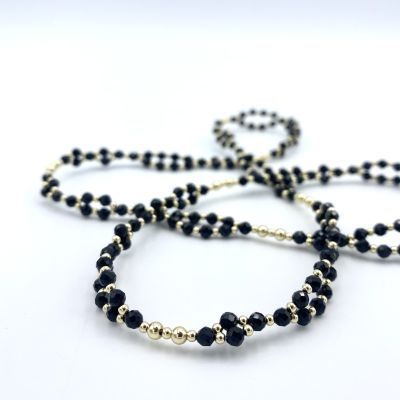 Tantric Necklace: Schwarzer Turmalin & Gold, mini