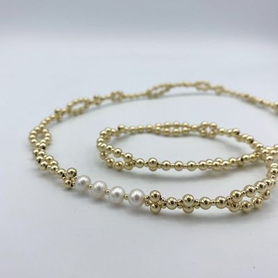 Tantric Necklace: Perle & Gold,  klein