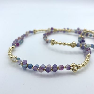 Tantric Necklace: Regenbogenfluorit & Gold, klein