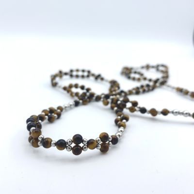 Tantric Necklace: Tigerauge & Steel, klein