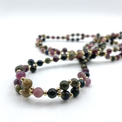 Tantric Necklace: Turmalin Bunt & Gold, groß Tantric Necklace: Turmalin Bunt & Gold, groß