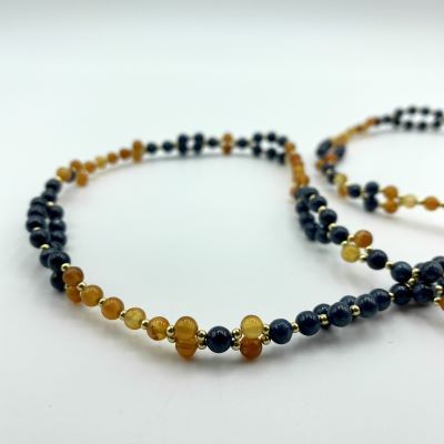 Tantric Necklace: Saphir, Karneol & Gold, klein Tantric Necklace: Saphir, Karneol & Gold, klein