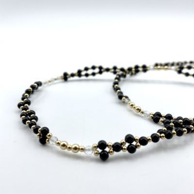 Tantric Necklace: Obsidian, Bergkristall & Gold, mini Tantric Necklace: Obsidian, Bergkristall & Gold, mini
