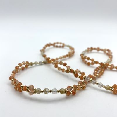 Tantric Necklace: Sonnenstein, Rutilquarz & Gold, klein Tantric Necklace: Sonnenstein, Rutilquarz & Gold, klein