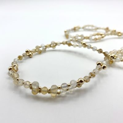 Tantric Necklace: Citrin, Rutilquarz & Gold, klein Tantric Necklace: Citrin, Rutilquarz & Gold, klein