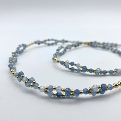 Tantric Necklace: Aquamarin & Gold, mini Tantric Necklace: Aquamarin & Gold, mini