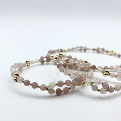 Tantric Necklace: Rosenquarz & Gold, klein Tantric Necklace: Rosenquarz & Gold, klein