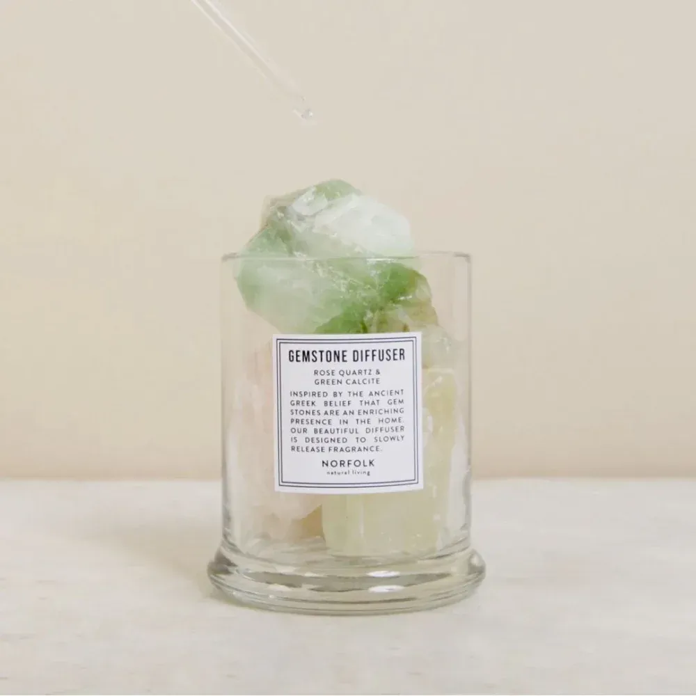 Edelstein-Diffuser: Rosenquarz & Grüner Calcit