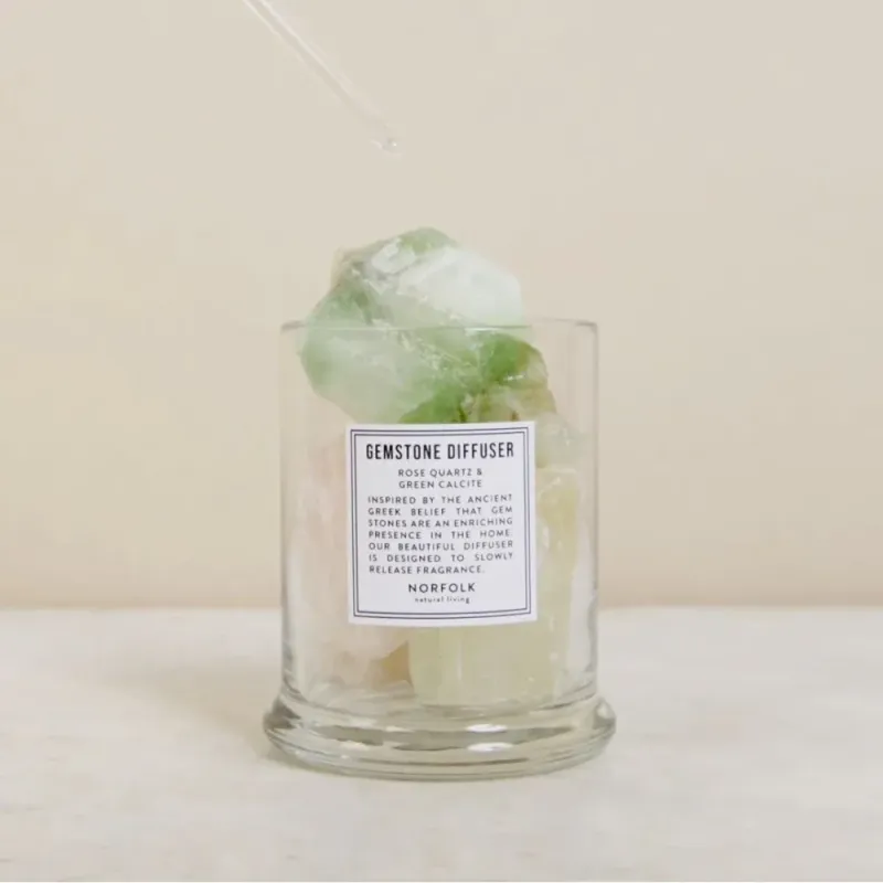 Edelstein-Diffuser: Rosenquarz & Grüner Calcit