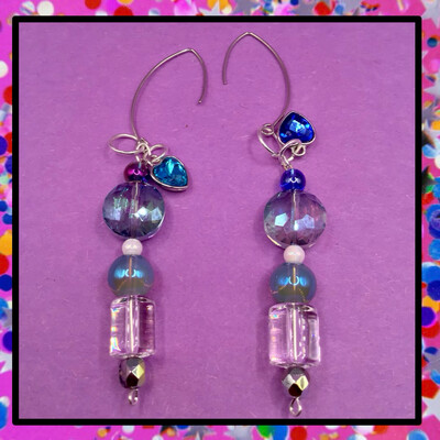 The ‘Shimmering Sparklers’ Dangle Drop Earring Set In Blue Velvet