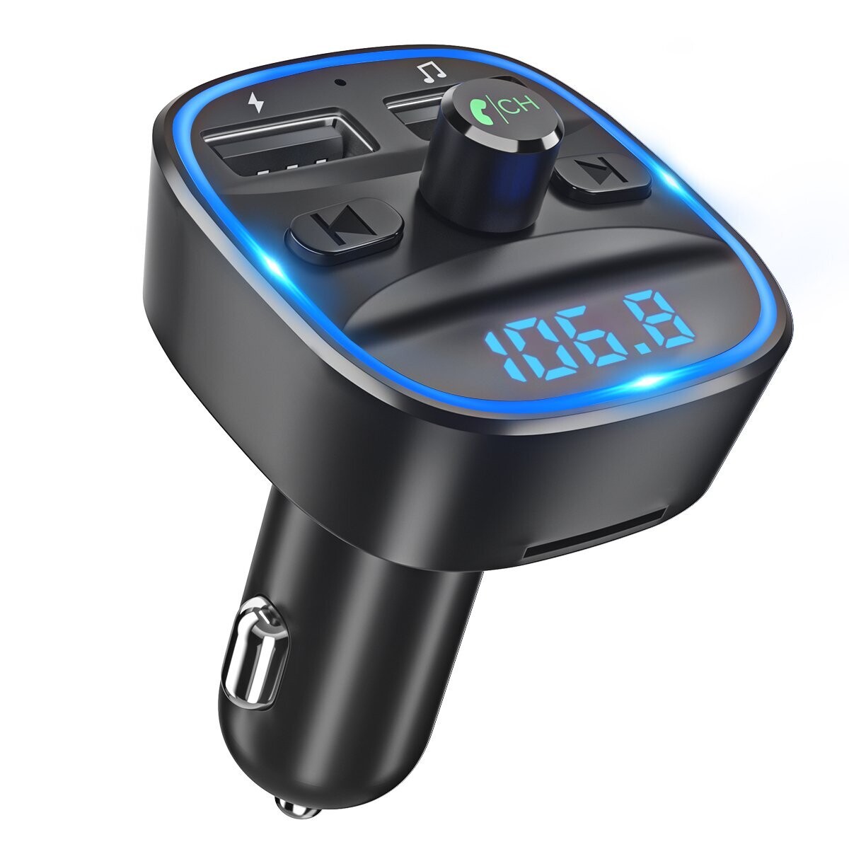 Bluetooth FM Transmitter Wireless Radio Adapter Car Kit with Dual USB Charging Car Charger MP3 Player Support TF Card & USB Disk