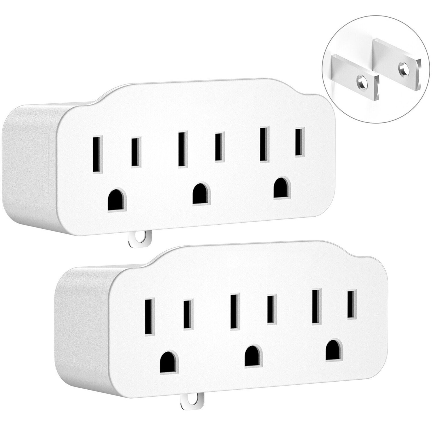 3 Prong to 2 Prong Polarized Grounding Adapter, LENPOWER Plug Extender, Outlet Converter, Wall Plug Splitter with 3 AC Outlets for Household Appliances, Ideal for Non-Grounded Outlets