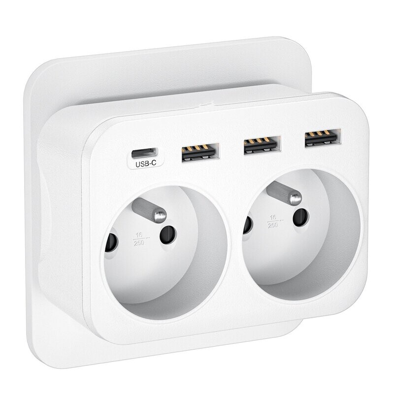 Multi USB Mains Socket, LENPOWER 6 in 1 Multi USB Socket with 2 Wall Outlets, with 2 AC Outlets, 1 USB C and 3 USB Ports, Power Strip Charger Dual French Outlets for Bedroom/Kitchen/Office Multi USB Mains Socket, LENPOWER 6 in 1 Multi USB Socket with 2 Wall Outlets, with 2 AC Outlets, 1 USB C and 3 USB Ports, Power Strip Charger Dual French Outlets for Bedroom/Kitchen/Office