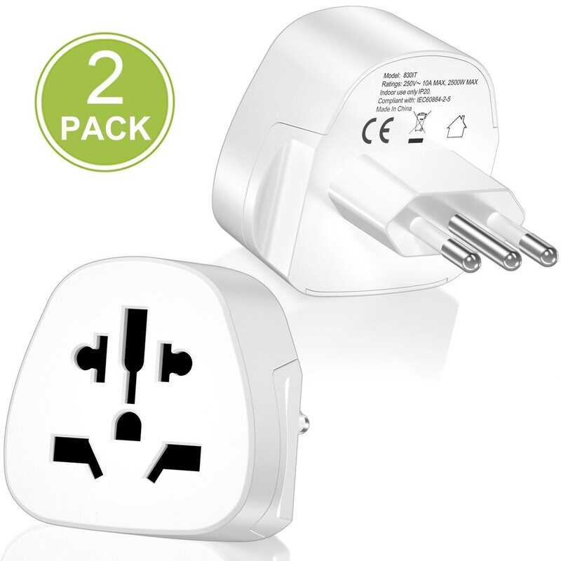 LENPOWER [2 pcs] 2X Travel Adapter from World to Italy, Universal Adapter World to Italy, Adapter UK to Italy, Adapter USA to Italy