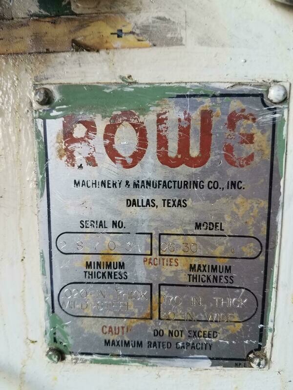 30" Wide Rowe Servo Feeder and Straightener