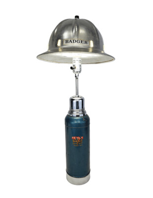 Thermos lamp with hard hat shade