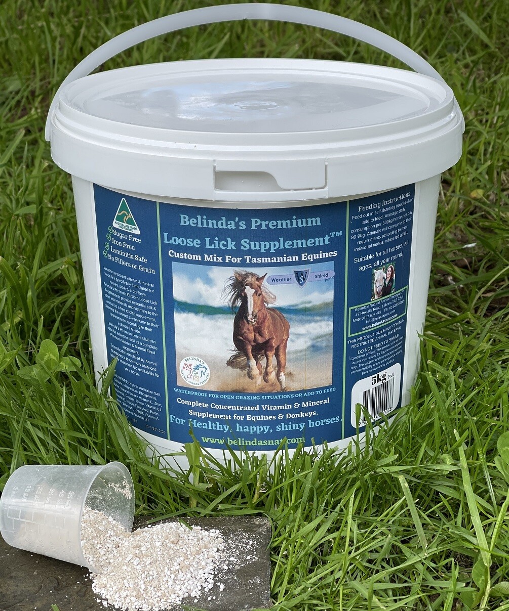 Belinda's Premium Custom Weather Shield Loose Lick Supplement - For TAS Equines, 5kg bucket