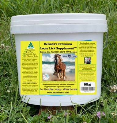 Belinda's Premium Custom Weather Shield Loose Lick Supplement - For NSW & QLD Equines, 10kg bucket